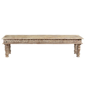 Dining Bench, 71 In Solid Acacia Wood with Turned Legs
