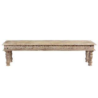 Dining Bench, 71 In Solid Acacia Wood with Turned Legs