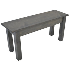 Dining Bench, 72 in W Solid Fir Wood in Gray with Squared Legs