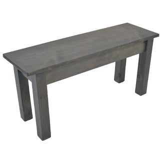 Dining Bench, 72 in W Solid Fir Wood in Gray with Squared Legs