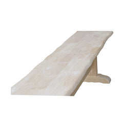 Dining Bench, 72 in Wide, Unfinished Solid Rubberwood with Trestle Legs