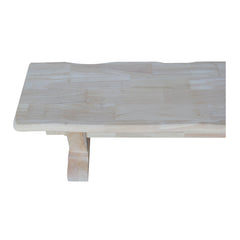 Dining Bench, 72 in Wide, Unfinished Solid Rubberwood with Trestle Legs