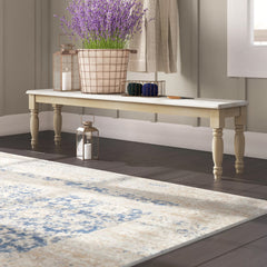 Dining Bench, 72 in Wide, Unfinished Solid Wood with Turned Legs