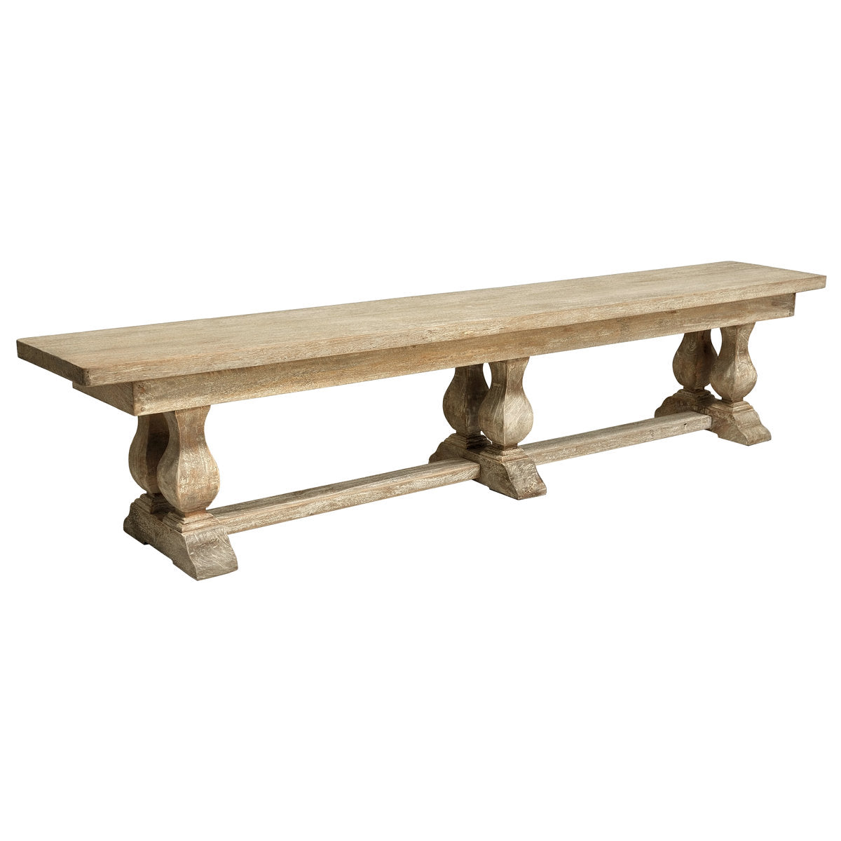 Dining Bench, 83 in Wide, Tan Solid Mahogany Wood