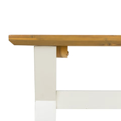 Dining Bench, Acacia Wood with X-Legs in Brown and White