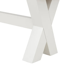 Dining Bench, Acacia Wood with X-Legs in Brown and White