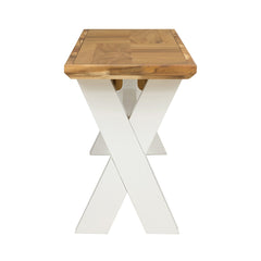 Dining Bench, Acacia Wood with X-Legs in Brown and White