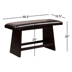 Dining Bench, Black Faux Leather with Solid Wood Legs