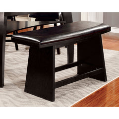 Dining Bench, Black Faux Leather with Solid Wood Legs