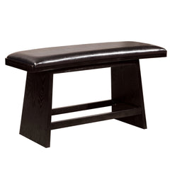 Dining Bench, Black Faux Leather with Solid Wood Legs