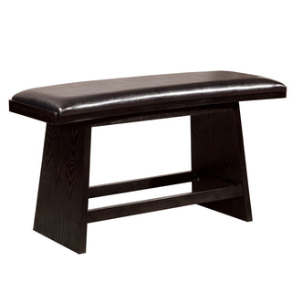 Dining Bench, Black Faux Leather with Solid Wood Legs