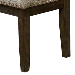 Dining Bench, Gray Fabric with Nailhead Trim and Wood Legs