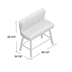 Dining Bench, Gray Upholstered with Solid Wood Legs