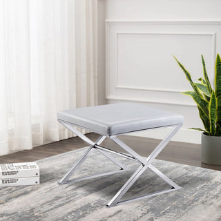 Dining Bench in Faux Leather with Metal X-Leg Base