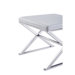 Dining Bench in Faux Leather with Metal X-Leg Base
