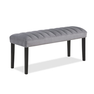 Dining Bench in Gray Fabric with Manufactured Wood Frame, 46 in W