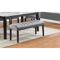 Dining Bench in Gray Fabric with Manufactured Wood Frame, 46 in W