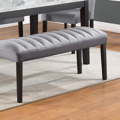 Dining Bench in Gray Fabric with Manufactured Wood Frame, 46 in W