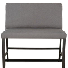 Dining Bench in Gray Linen with Solid Wood Frame
