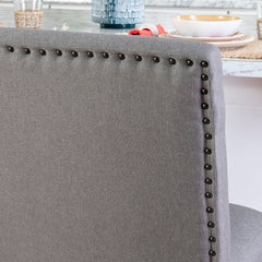Dining Bench in Gray Linen with Solid Wood Frame