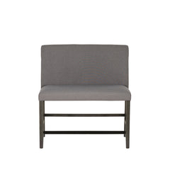 Dining Bench in Gray Linen with Solid Wood Frame