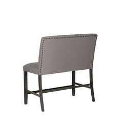 Dining Bench in Gray Linen with Solid Wood Frame
