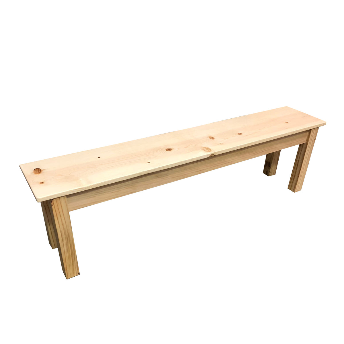 Dining Bench in Natural Solid Pine Wood with Squared Legs