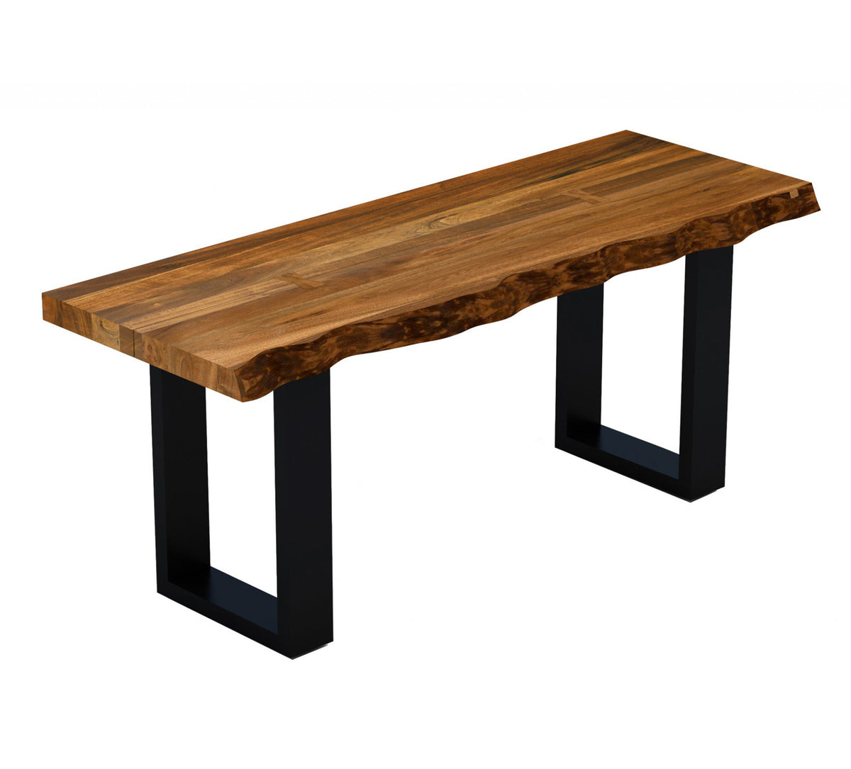 Dining Bench in Solid Acacia Wood, 43.3 In Wide, Light Brown