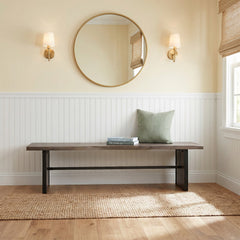 Dining Bench in Solid Acacia Wood with Live Edge, Brown