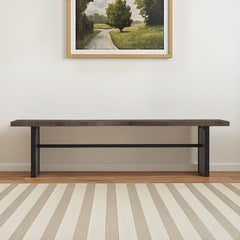 Dining Bench in Solid Acacia Wood with Live Edge, Brown