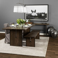 Dining Bench in Solid Acacia Wood with Live Edge, Brown