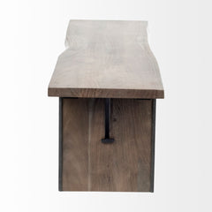 Dining Bench in Solid Acacia Wood with Live Edge, Brown