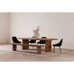Dining Bench in Solid Oak with Two Square Legs, Sand Gray