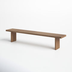 Dining Bench in Solid Oak with Two Square Legs, Sand Gray