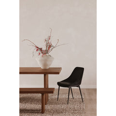 Dining Bench in Solid Oak with Two Square Legs, Sand Gray