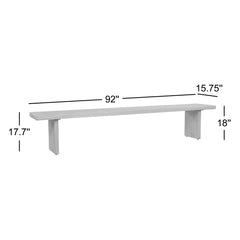 Dining Bench in Solid Oak with Two Square Legs, Sand Gray