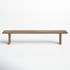 Dining Bench in Solid Oak with Two Square Legs, Sand Gray