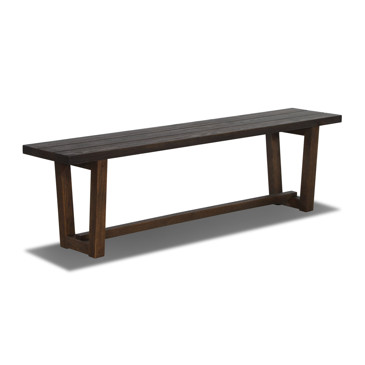 Dining Bench in Solid Pine, 64 in Wide, Brown Oak Finish