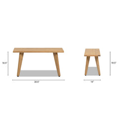 Dining Bench in Solid Red Oak, Natural Brown