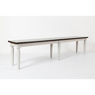 Dining Bench in Solid Rubberwood with Turned Legs, Soft Gray
