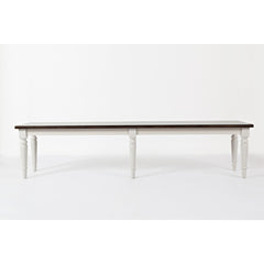 Dining Bench in Solid Rubberwood with Turned Legs, Soft Gray