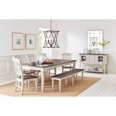 Dining Bench in Solid Rubberwood with Turned Legs, Soft Gray