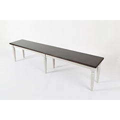 Dining Bench in Solid Rubberwood with Turned Legs, Soft Gray