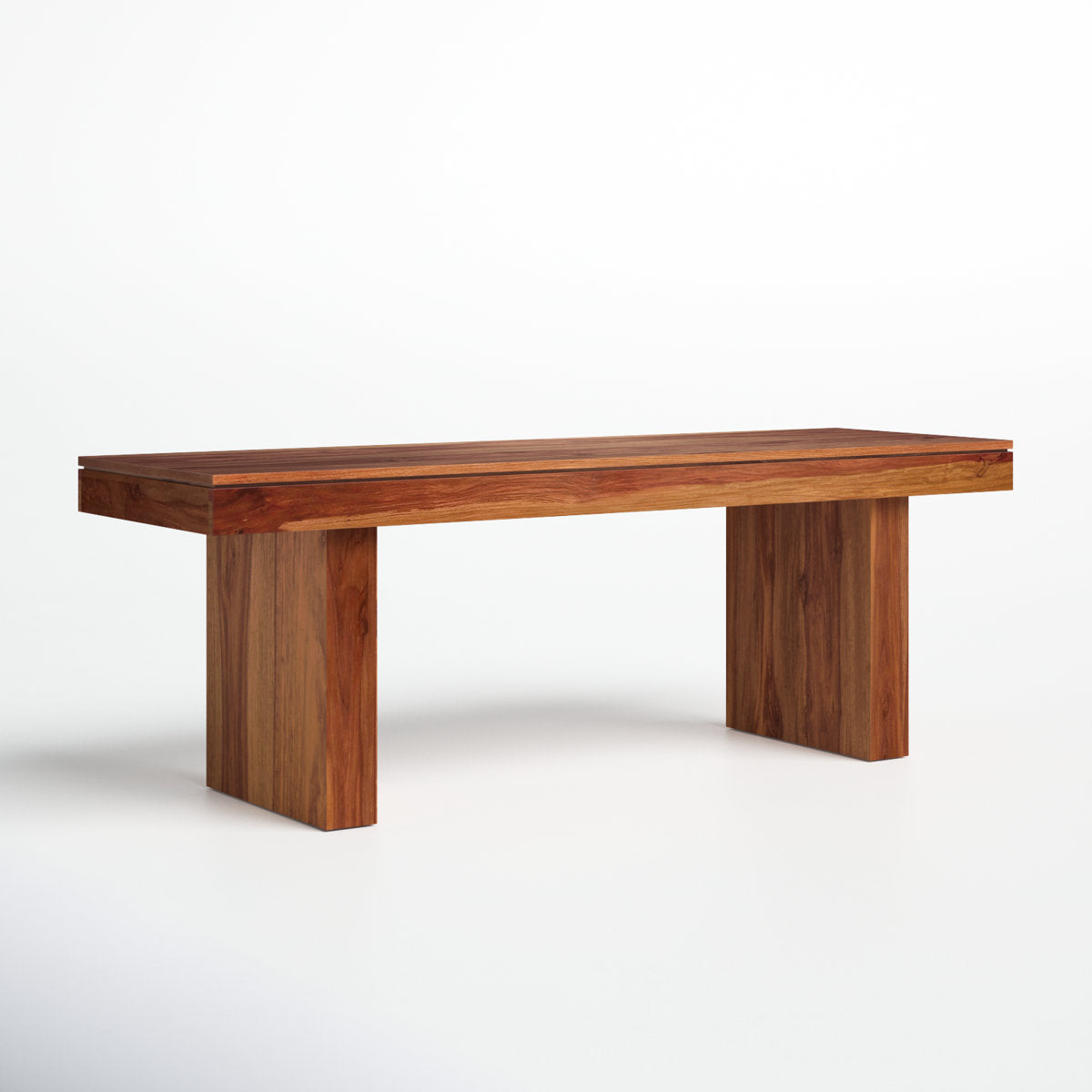 Dining Bench in Solid Sheesham Wood, 57 in Wide, Brown