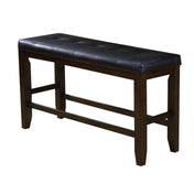 Dining Bench in Tufted Faux Leather with Solid Rubberwood Legs