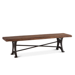 Dining Bench, Live Edge Acacia Wood with Cast Iron Legs, Brown