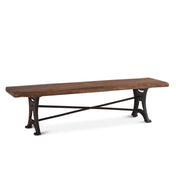 Dining Bench, Live Edge Acacia Wood with Cast Iron Legs, Brown