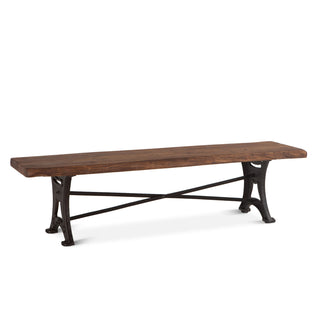 Dining Bench, Live Edge Acacia Wood with Cast Iron Legs, Brown
