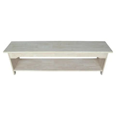 Dining Bench, Seats 2, Solid Rubberwood in Beige