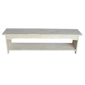 Dining Bench, Seats 2, Solid Rubberwood in Beige